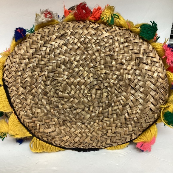 Vtg Sicilian Handcrafted Whimsical colorful Boho Retro Straw Shoulder Bag Beach - Picture 9 of 13